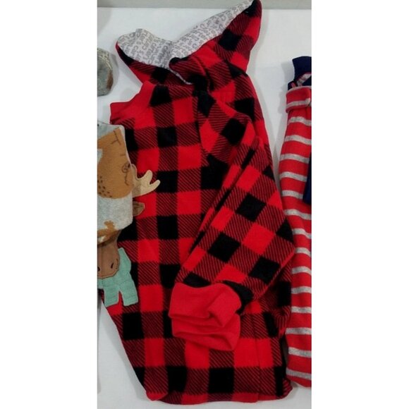 Carters Just One You Footed Pajamas 2T Lot of 3 Moose Red Plaid Sleeper - Picture 16 of 16